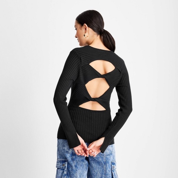 Future Collective Kahlana Barfield Brown party twisted back crewneck sweater - Picture 2 of 10